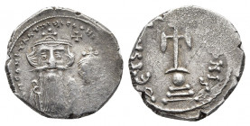Constans II, with Constantine IV, 641-668. Hexagram, silver, Constantinopolis, 654-659. 
Obv: δ N CONSTANTINЧS C CONST[AN] Crowned and draped bust of ...