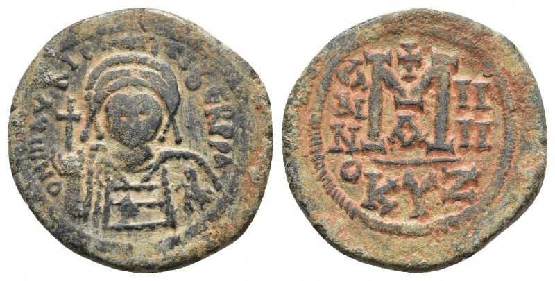 Maurice Tiberius AD 582-602. Cyzicuz. Follis Æ
Obv: D N mAVRICI TIbER P P A, hel...