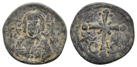 Anonymous follis class I (attributed to Nicephorus III), AE, Constantinople Mint, c. 1075/1080.
Obv: Bust of Christ facing, wearing nimbus cruciger, p...