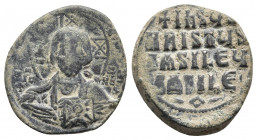 ANONYMOUS. Attributed to the period of Basil II and Constantine VIII. Circa 1020-1028 AD. Æ Follis 
Obv: Nimbate bust of Christ facing, holding Gospel...