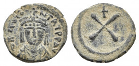 TIBERIUS II CONSTANTINE (578-582). Decanummium. Constantinople.
Obv: dm TIb CONSTAN PP AVI (or simillar) - Crowned, draped and cuirassed bust facing.
...