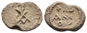 Byzantine PB Seal 
Obv: Monogram composed of letters X A T P ?
Rev: +IW ANN OV in three lines

Weight: 10.73 g.
Diameter: 23 mm.