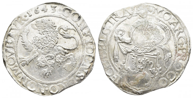 NETHERLANDS. Utrecht. Lion Daalder. 1643.
Obv: MO ARG PRO CON FOE BELG TRA. Knig...