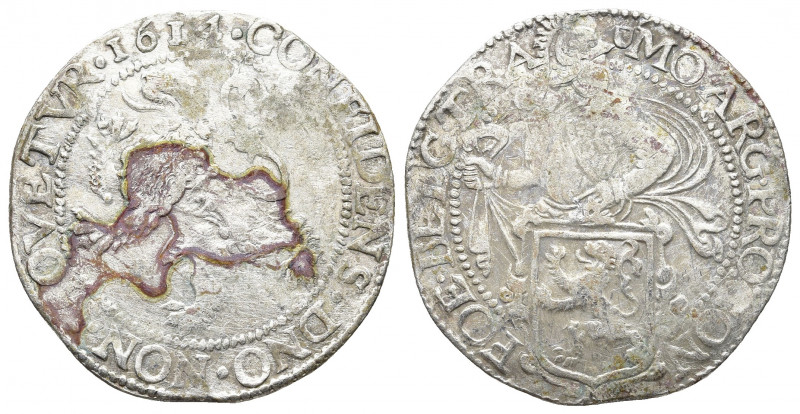 NETHERLANDS. Utrecht. Lion Daalder 1614
Obv: MO ARG PRO CON FOE BELG TRA. Knight...