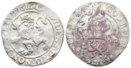 NETHERLANDS. Lion Daalder 1616. West Friesland.
Obv: MO ARG PRO CONFOE BELG WESTF. Armored knight left behind coat-of-arms.
Rev: CONFIDENS DNO NON MOV...