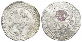 NETHERLANDS. Lion Daalder 1642. West Friesland.
Obv: MO ARG PRO CONFOE BELG WESTF. Armored knight left behind coat-of-arms.
Rev: CONFIDENS DNO NON MOV...
