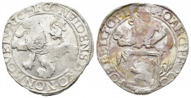 Netherlands. Gelderland. AD 1641. Lion Daalder AR
Obv: MO ARG PRO CON FOE BELG GEL, armoured half-length figure of soldier standing left, head right, ...