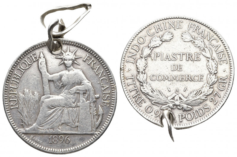FRENCH INDO-CHINA. Piastre, 1896-A. Paris Mint. 
KM-5a.1; Dav-252; Gad-35; Lec-2...