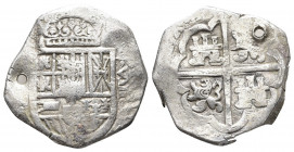 Mexico Silver Cobs 
Shield Type
Mexico City, Mexico, cob 8 reales, Philip II, assayer F, mintmark as small figure-8 above M and same ornament in legen...