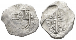 Silver Cobs 
Cartagena, Colombia? cob 8 reales, Philip IV.
Possible Restrepo-M45.3; S-C3; KM-3.4; Cal-1233

Weight: 27.34 g.
Diameter: 34 mm.