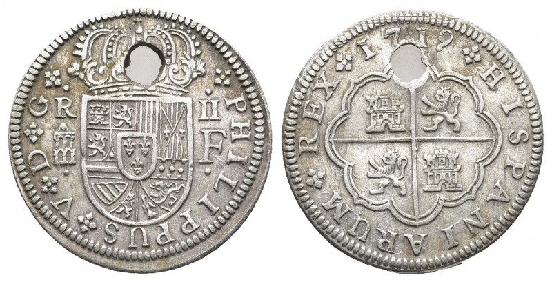 Felipe V (1700-1746) 1719. Felipe V. Segovia. F. 2 reales. 
Cal. 1396

Weight: 5...