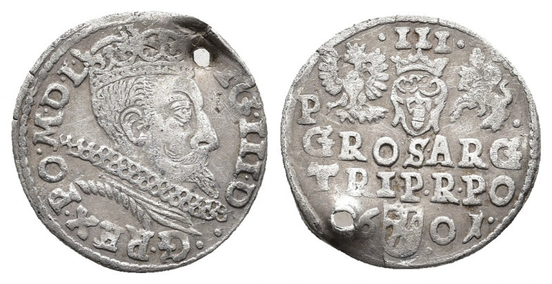 POLAND, Monarchs. Zygmunt III Wasa, 1587-1632. 3 Groszy, silver, 1601, Wschowa. ...