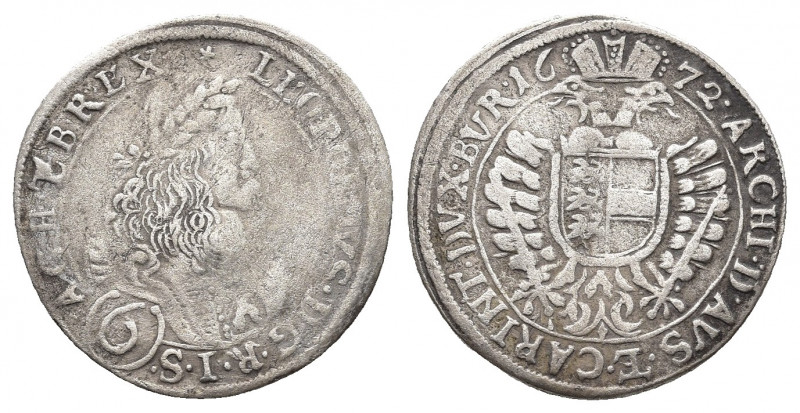 HABSBURG, Leopold I., 1657-1705
6 Kreuzer 1672, St.Veit. Her.1279

Weight: 2.94 ...