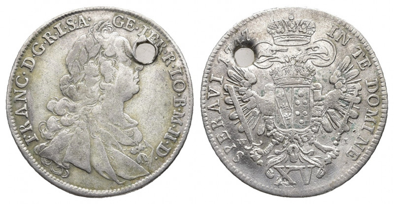 AUSTRIA. Holy Roman Empire. Franz I, Emperor, 1745-1765. 15 Kreuzer, Wien, 1747....