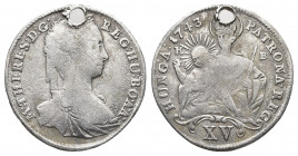 Austria. Maria Theresia 1740-1780 15 Kreuzer 1743 KB Kremnitz. Her. 1109

Weight: 6.05 g.
Diameter: 28 mm.