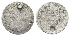 Italia. TASSAROLO
Livia Centurioni Oltremarini Malaspina, moglie di Filippo Spinola, 1616-1688. Luigino 1666. Ag.
Dr. LIV MA PRI SP COM T SOW DOM. Bus...