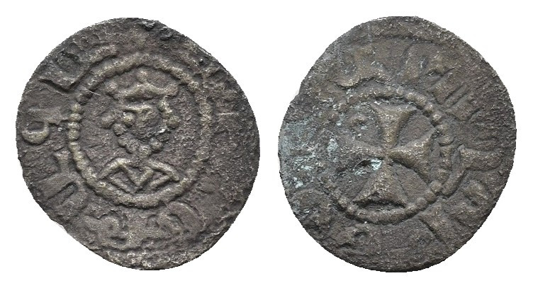 Armenia, Hetoum II AR Obol. AD 1226-1270. 
Crowned facing bust.
Rev: Simple lati...