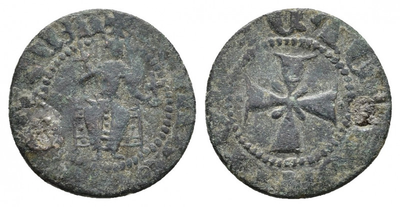 Levon IV Pogh Cilician Armenia AE. 1320-1342 AD 
Levon seated on a throne, holdi...