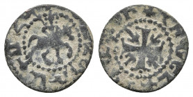 Cilician Armenia, Smpad (1296-1298) AE19
Smpad on horseback right holding mace
Rev: Cross pattée with lis between small pellets in quarters.
Cf. AC 41...