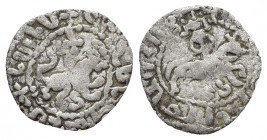 ARMENIA, Cilician Armenia. Royal. Levon III. 1301-1307. AR Half Tram (19mm, 1.54 g, 3h). Levon on horseback riding right, head facing, holding scepter...