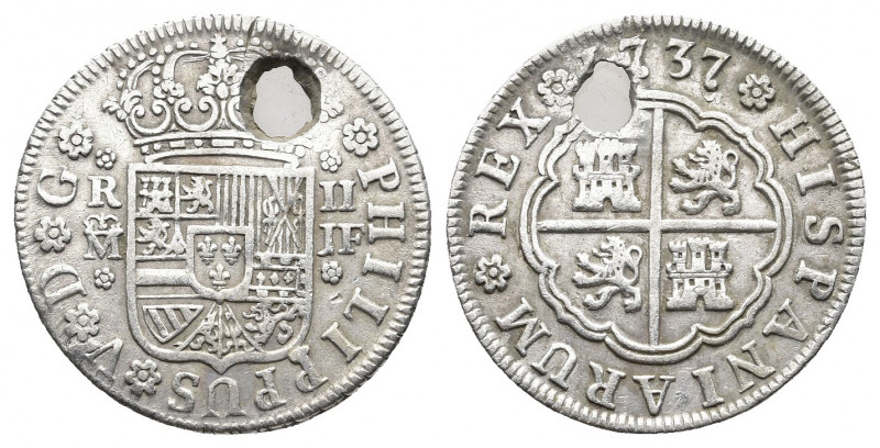 Spain. 1737. Felipe V. Madrid. JF. 2 reales. (Cal. 1255). Holed.

Weight: 5.75 g...