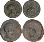 Lote 2 monedas As. 180 a.C. CASTULO (CAZLONA, Jaén). AE. A EXAMINAR. AB-697, 701. MBC- a MBC.