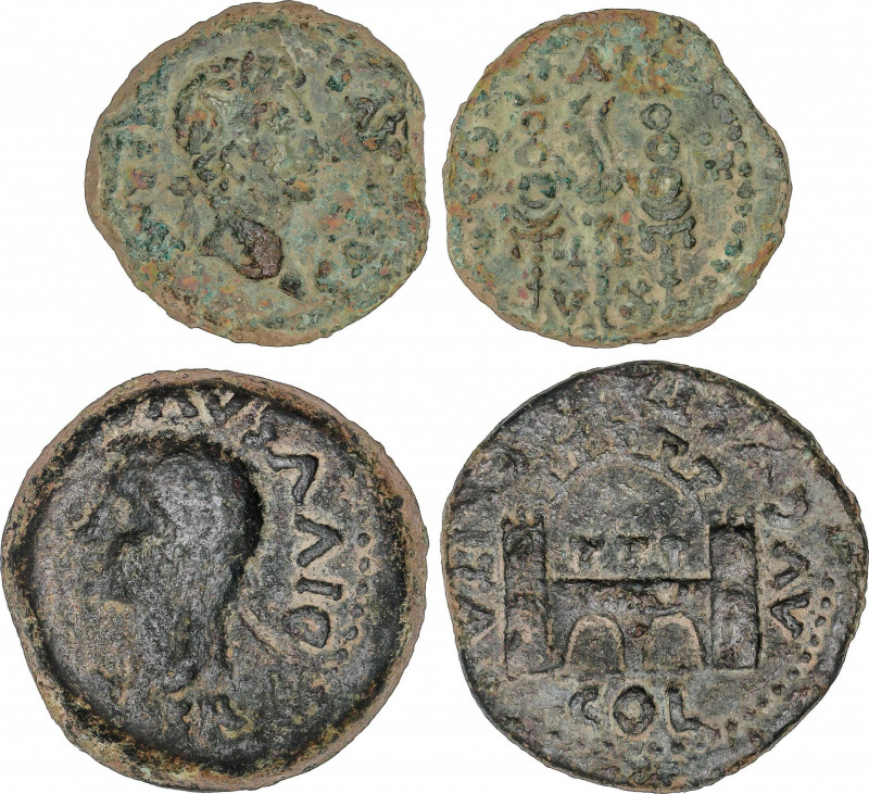 Lote 2 monedas Semis y As. EMERITA AUGUSTA (MÉRIDA, Badajoz). AE. A EXAMINAR. AB...