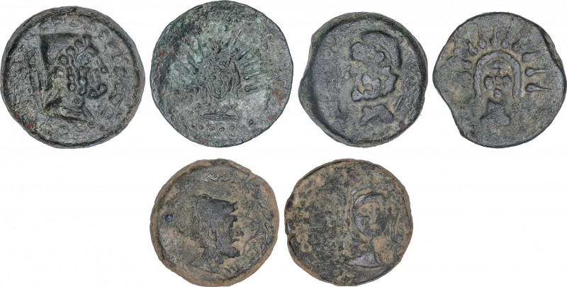 Lote 3 monedas As. MALACA (MÁLAGA). AE. A EXAMINAR. AB-1726, 1727 var., 1730 var...