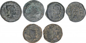 Lote 3 monedas As. MALACA (MÁLAGA). AE. A EXAMINAR. AB-1726, 1727 var., 1730 var.; G.G.-2, 13, 19. MBC.
