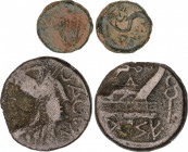 Lote 2 monedas Cuadrante y As. ARSE (SAGUNTO, Valencia). 4,30 y 15,85 grs. AE. As raro. AB-2053, 2077; ACIP-1976; Vill-310.44. BC+ a MBC.