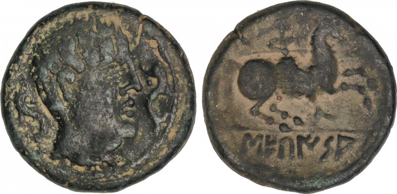 As. 120-20 a.C. SECAISA (BELMONTE DE GRACIÁN, Zaragoza). Anv.: Cabeza masculina ...