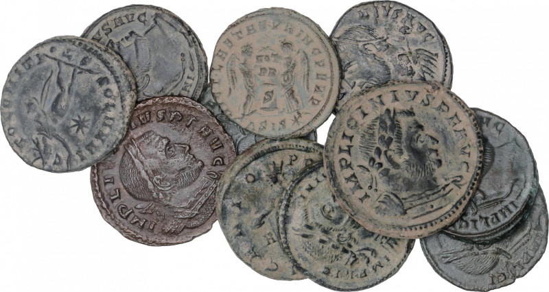 Lote 11 monedas Follis 19 mm. Acuñadas el 307-324 d.C. LICINIO. AE. Varios tipos...