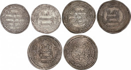 Lote 3 monedas Dirham. AR. Cecas de Ardashir-Kurra, al-Basra, Wasit. A EXAMINAR. MBC.