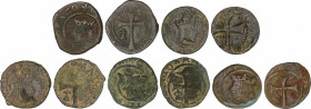 Lote 5 monedas Dobler. MALLORCA. AE. A EXAMINAR. Cal-10 (2), 11 (3). MBC- a MBC.