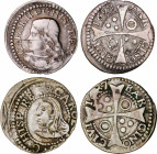 Lote 2 monedas Croat. 1687 y 1693. BARCELONA. 1,87 y 2,46 grs. (Uno algo descentrado). AC-210, 211. MBC.