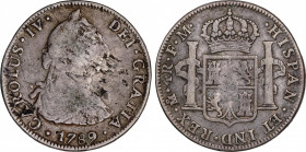 4 Reales. 1789. MÉXICO. F.M. ESCASA. 12,85 grs. Busto de Carlos III. (Hojas y rayas). AC-903. BC+.
