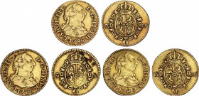 Lote 3 monedas 1/2 Escudo. 1786. MADRID. D.V. AC-1280. MBC- a MBC.