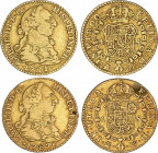 Lote 2 monedas 1 Escudo. 1781 y 1787. MADRID. P.J. y D.V. AC-1361, 1370. MBC.