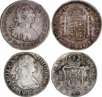 Lote 2 monedas 2 Reales. 1794 Lima I.J. y 1806 Madrid F.A. AC-577 y 615. MBC- a MBC.