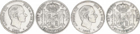 Lote 2 monedas 50 Centavos de Peso. 1881, 1883. MANILA. A EXAMINAR. MBC- y MBC+.