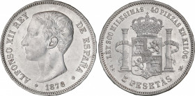 5 Pesetas. 1876 (*18-76). D.E.-M. (Pequeñas rayitas). EBC.