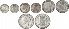 Lote 4 monedas 5, 10, 20 y 40 Centavos de Peso. 1895 y 1896. PUERTO RICO. P.G.-V. A EXAMINAR. MBC- a MBC+.
