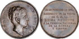 Medalla Visita de Mª Cristina a la FNMT. 12 Febrero 1894. 67,63 grs. AE. Ø 50mm. Grabador: B. Maura. (Pequeñas corrosiones). RAH-735; V-566. (EBC).