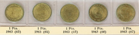 Lote 5 monedas 1 Peseta. 1963. 1963 (*63, 64, 65, 66, 67). SC- a SC.
