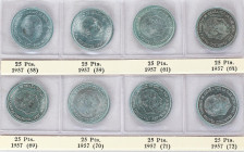 Lote 15 Monedas 25 Pesetas. 1957. 1957 (*58 a 75). Colección completa. La de *58, 61, 71 y 73 (Procedente de cartera F.N.M.T.) sin circular. A EXAMINA...