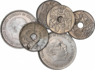 Lote 6 monedas 50 Céntimos (4) y 25 Pesetas (2). 1949 y 1957. Incluye: 50 Céntimos 1949 (*54) (2), 50 Céntimos 1949 (*62) (2) y 25 Pesetas 1957 (*58) ...