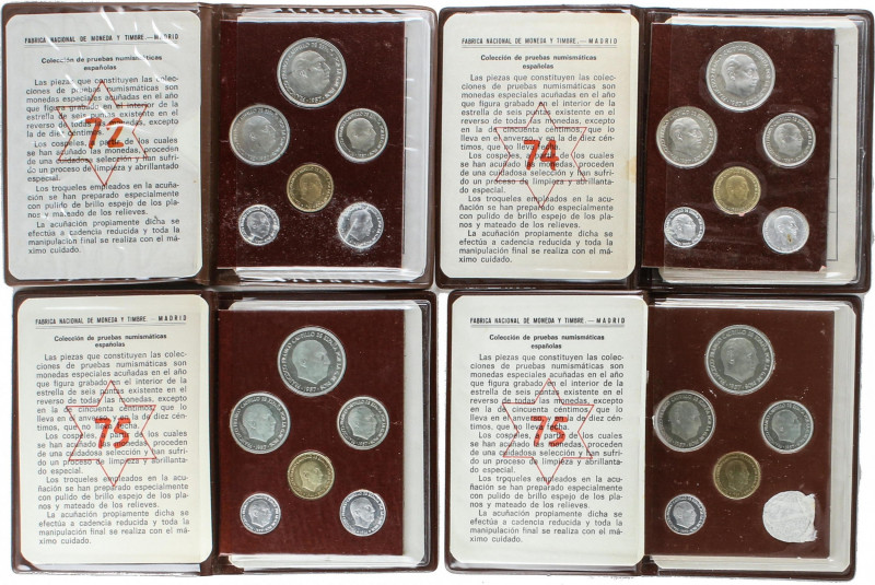 Lote 4 series 6 monedas 10 Céntimos a 50 Pesetas. (*72, 74 y 2x 75). En carterit...