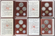 Lote 4 series 6 monedas 10 Céntimos a 50 Pesetas. (*72, 73, 74 y 75). Serie completa de carteritas originales F.N.M.T. (Algunos aluminios con posibles...