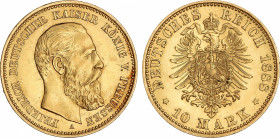 10 Marcos. 1888-A. FEDERICO III. PRUSIA. BERLÍN. 3,97 grs. AU. Fr-3829; KM-514. EBC.