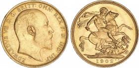 Soberano. 1902-S. EDUARDO VII. SYDNEY. 7,98 grs. AU. Brillo original. Fr-32; KM-15. EBC-/EBC+.